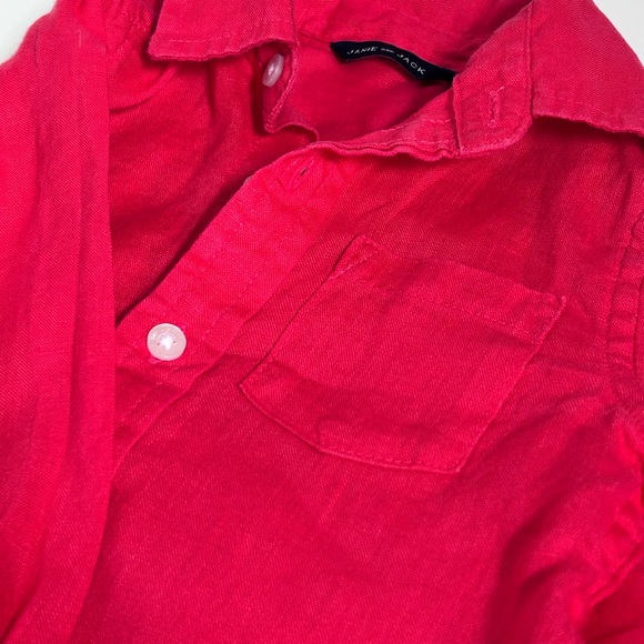 Janie And Jack Spring Poppy Red Linen Button Down Shirt Toddler 12-18 - Picture 11 of 12